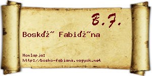 Boskó Fabiána névjegykártya
